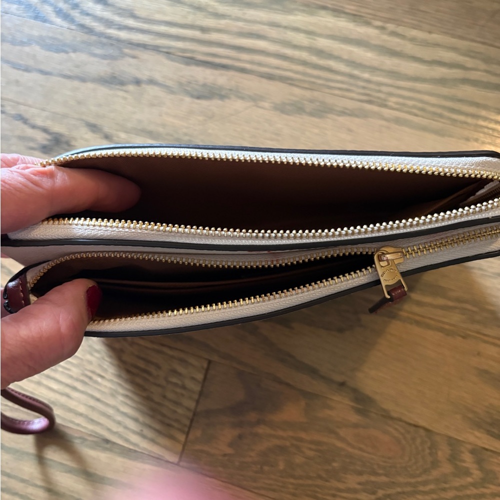 Coach Cream Wristlet with Pink Floral Accents - Picture 2 of 4